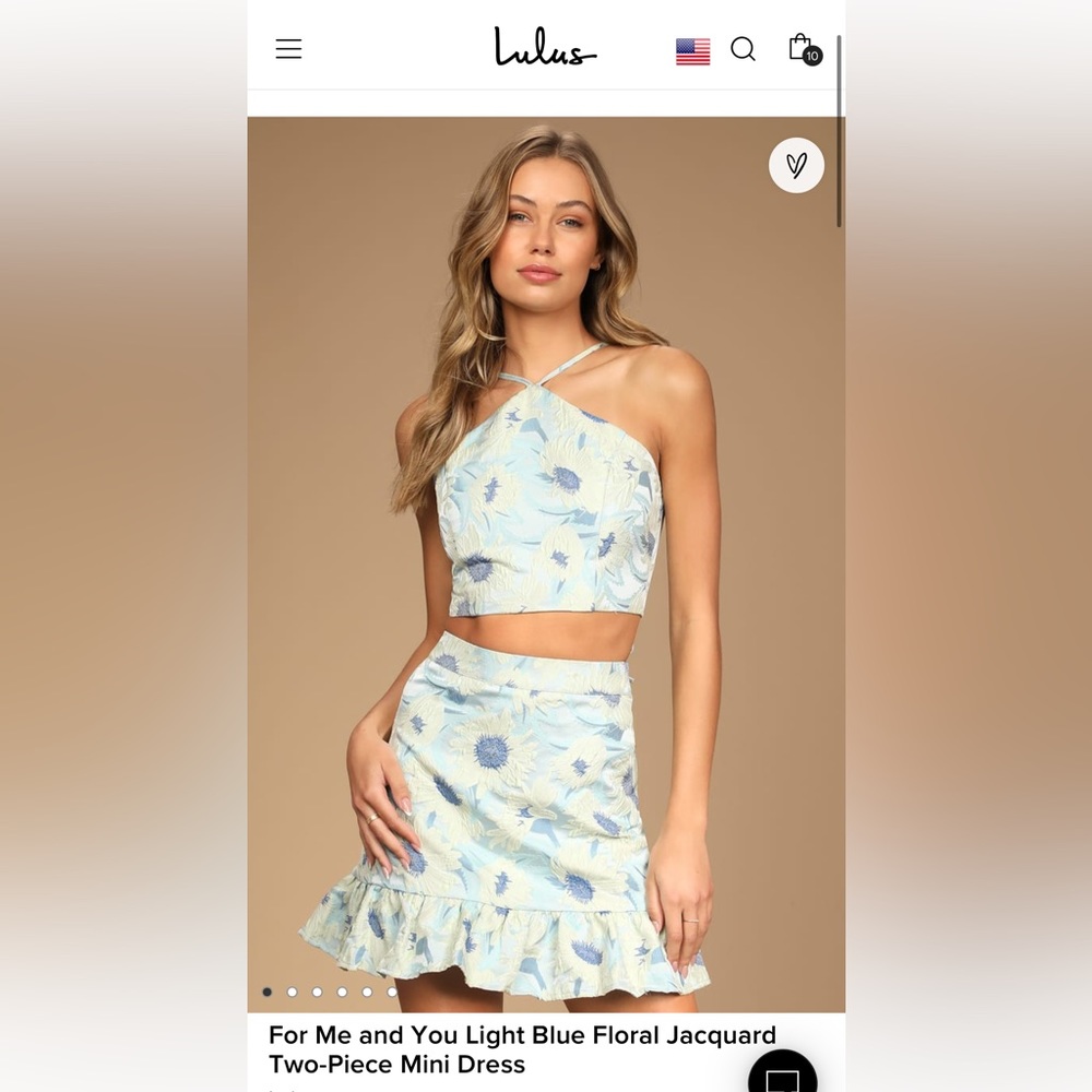Two piece floral blue set
